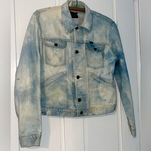 80s WRANGLER BLUE DENIM Bleached Tucker JACKET 40 Vintage Small fit